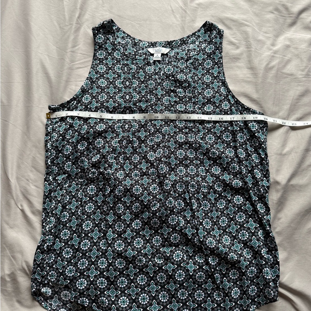 Croft & Barrow Black and Blue Patterned Tank Top